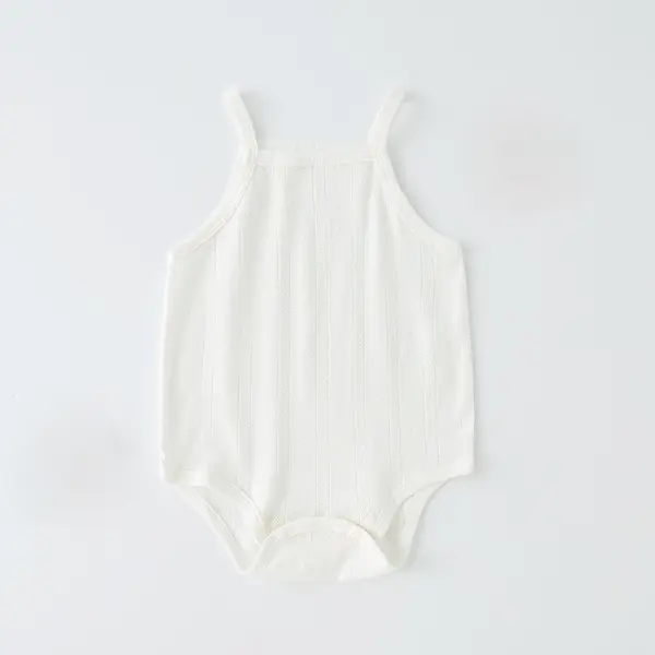 【0M-24M】Unisex Baby Cotton Multicolor Solid Jacquard Sling Romper - Lukalula.com 