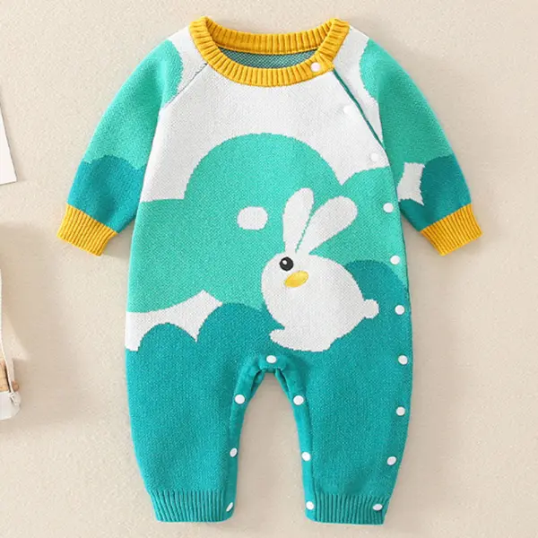 【3M-24M】Unisex Baby Bunny Pattern Long Sleeve Sweater Romper Only $37.10 - Lukalula.com 
