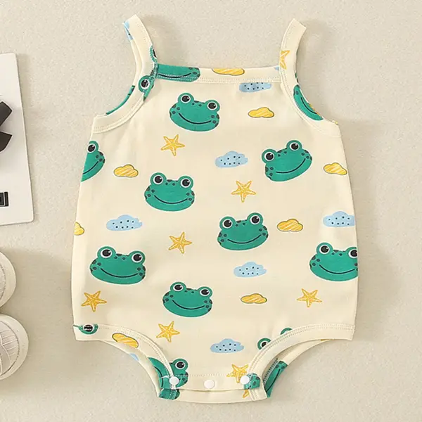【3M-24M】Baby Girl Cotton Multi-color Cartoon Print Sling Romper Only $20.16 - Lukalula.com 