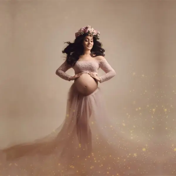 Maternity Off The Shoulder Dresses Maxi Photoshoot Dress - Lukalula.com 