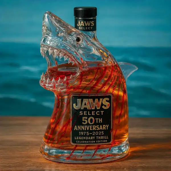 Jaws 50th Anniversary Whiskey Bottle, Whiskey Decanter,Whiskey Carafe for Wine, Liquor, Scotch, Bourbon, Brandy - Lukalula.com 