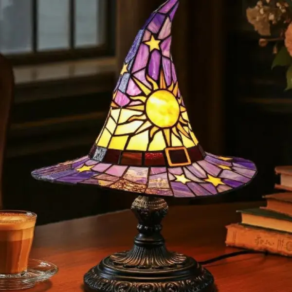 Stained Glass Witch Hat Lamp - Lukalula.com 