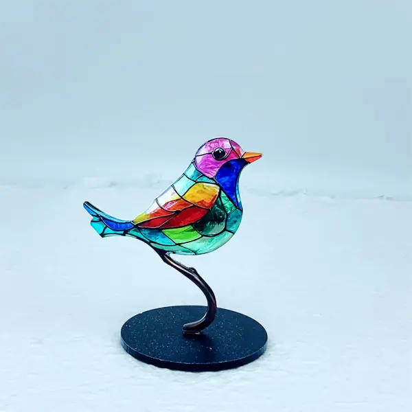 🌈Stained Glass Birds On Branch Desktop Ornaments 🕊️✨ - Lukalula.com 