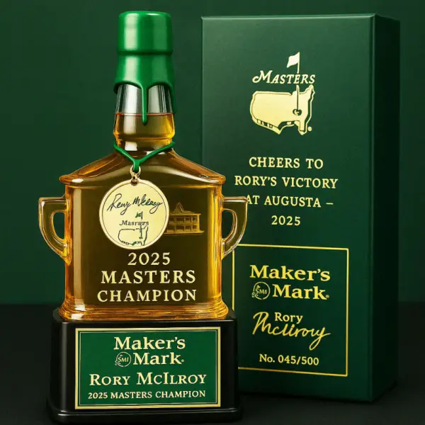 Rory McIlroy 2025 Masters Champion Limited Edition Whiskey Bottle, Whiskey Decanter, Whiskey Carafe for Wine, Liquor, Scotch, Bourbon, Brandy - Lukalula.com 