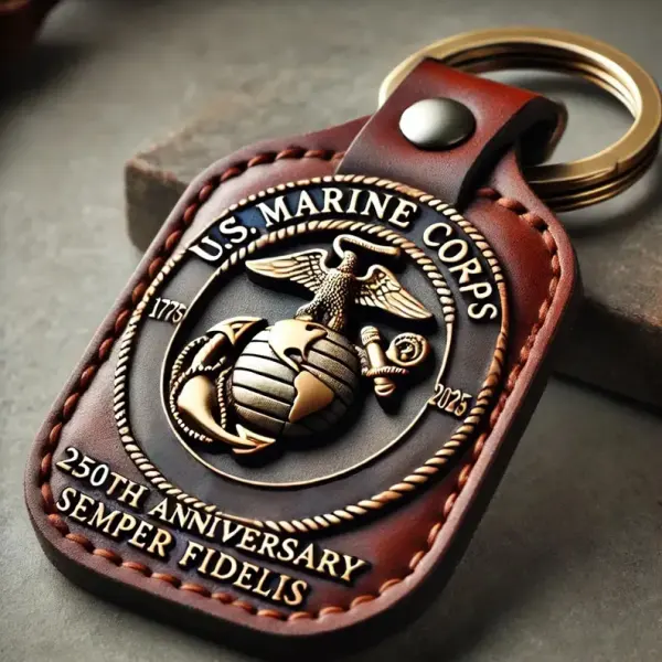 250th Anniversary Military Commemorative Leather Keychain - Lukalula.com 