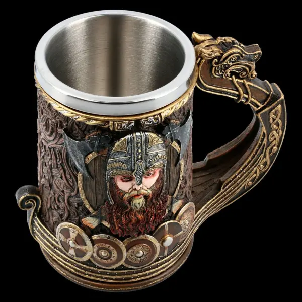 1Pc Gothic Pirate Beer Mug Pattern Pirate Ship Cup, Stainless Steel Liner, 3D Texture Beer Mug for Bar Restaurant, Creative Gifts - Lukalula.com 