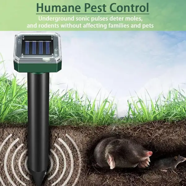 Ultrasonic Outdoor Solar Mole Snake Gopher Mice Repellent, Waterproof Mole Deterrent Spikes For Lawn Garden Farm - Lukalula.com 
