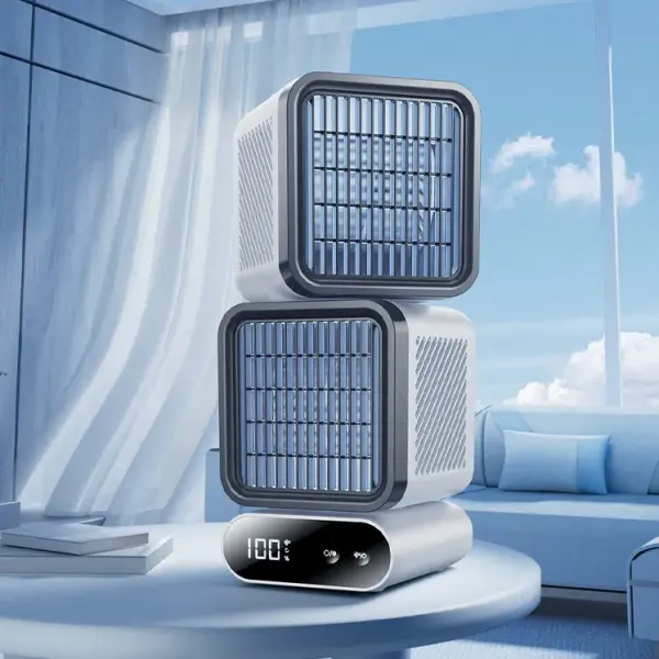 Dual-Turbo Rechargeable Portable 120° Oscillation Cooling Fan - Lukalula.com 