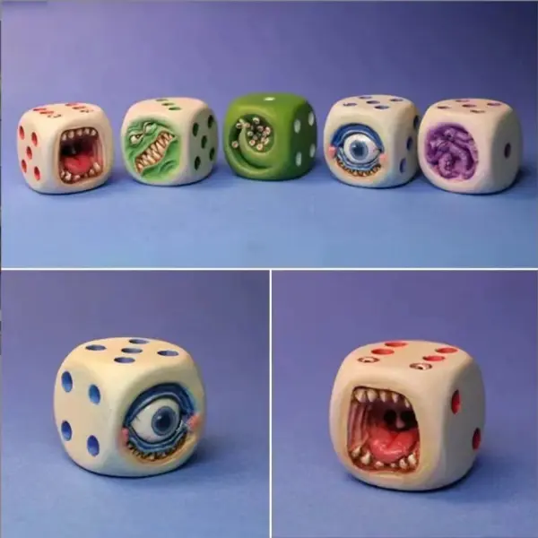 Monster Dice, 5pcs Ugly Monster Dice, Funny Monster Face Dice Set - Lukalula.com 