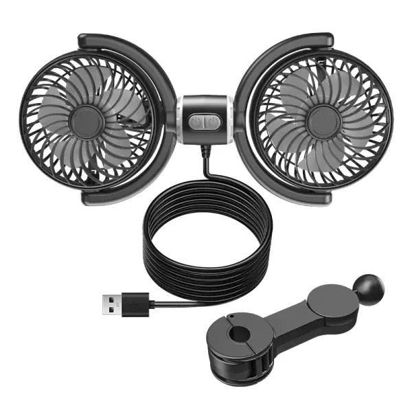 Controlled 360° Dual Head USB Car Fan For Backseat - Lukalula.com 