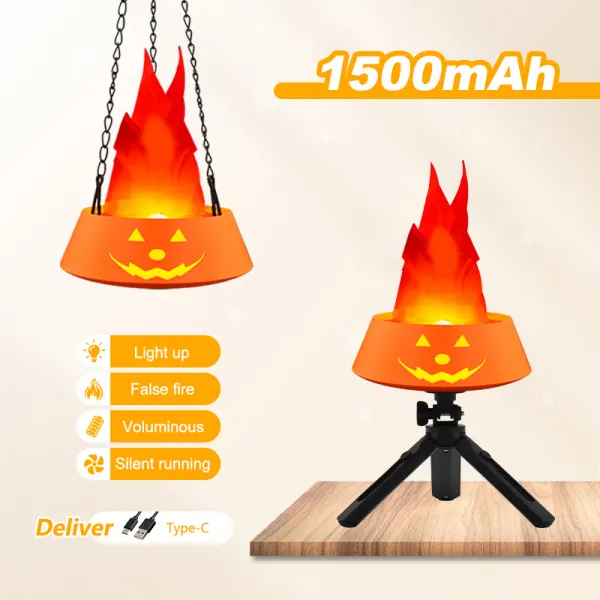 HZ-K02 Simulation Pumpkin Flame Lamp (Rechargeable) - Lukalula.com 