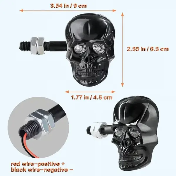 Skull Head LED Amber Turn Signal Indicator Light - Lukalula.com 
