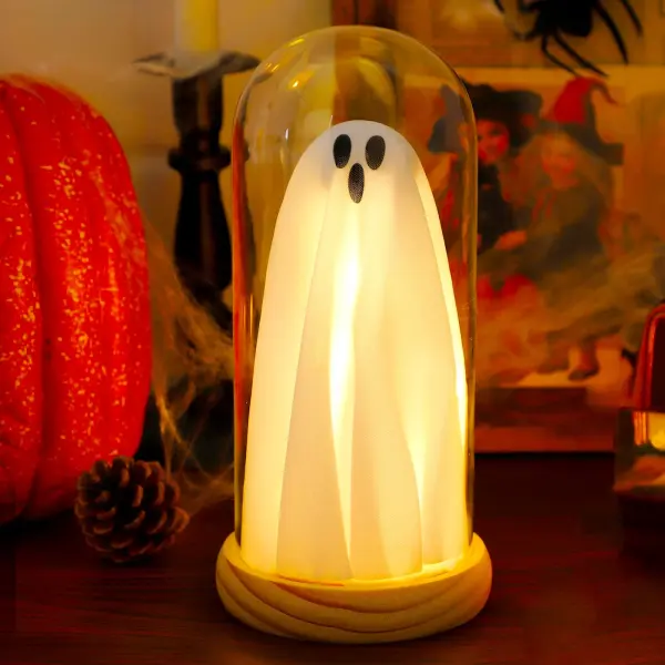 👻Halloween Ghost Decor Light In Glass Cloche - Lukalula.com 