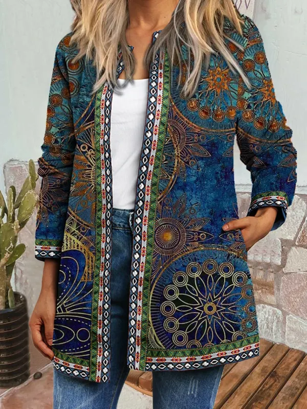 Ladies Retro Print Casual Jacket Only ر.ع17.68 - Realyiyi.com 