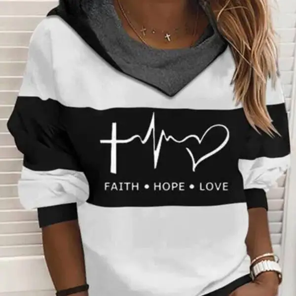 Casual Letter Print Loose Long Sleeve Hoodie - Elementnice.com 