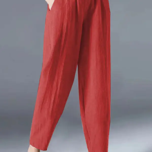 Loose Casual Solid Color Elastic Waist Pants Only $20.89 - Wayrates.com 
