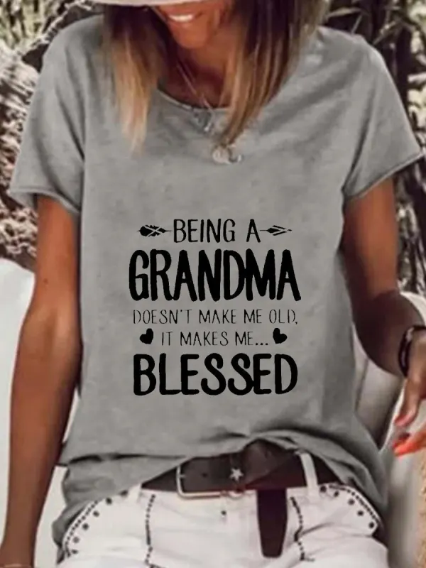 Vintage Casual Letter Print Crew Neck Short Sleeve T-Shirt - Simplyion.com 