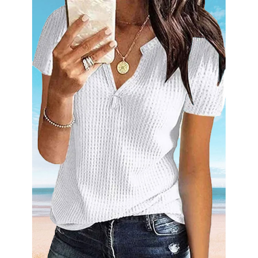 

V-neck Casual Loose Solid Color Short-sleeved T-shirt