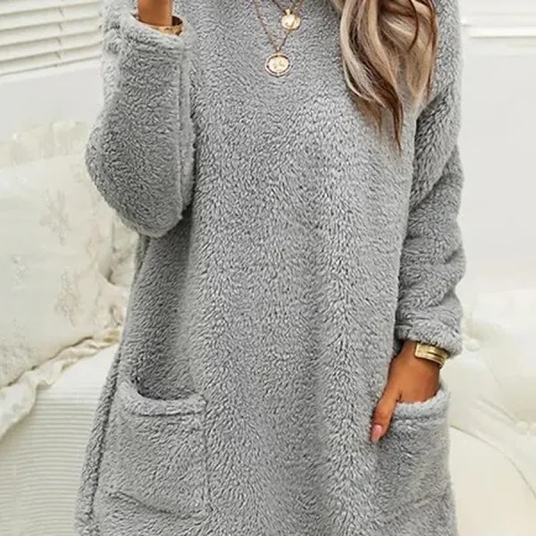 Casual Loose Solid Color Plush Long Sleeve Sweatshirt - Cotosen.com 