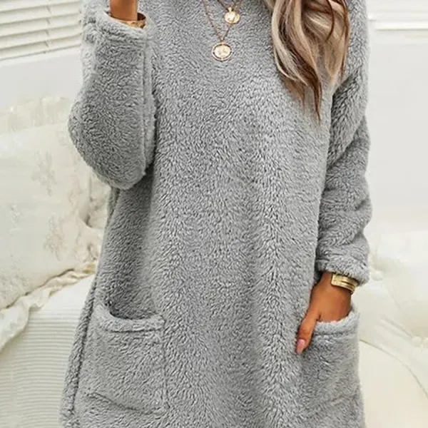 Casual Loose Solid Color Plush Long Sleeve Sweatshirt - Cotosen.chimpone.com 