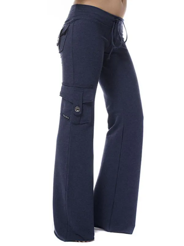 Fashion casual stretch high waist lace-up casual pants sweatpants - Wantbright.com 