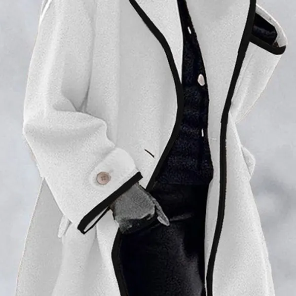 Fashion Multicolor Round Neck Loose Woolen Coat - Kalesafe.com 