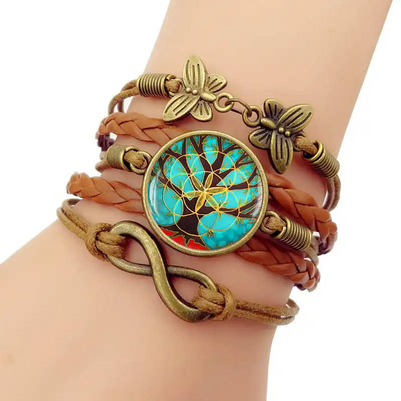Casual Vintage Tree Of Life Time Stone Bracelet
