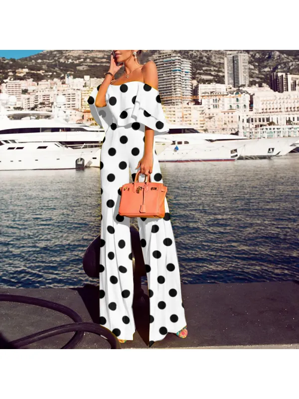 Fashion Polka Dot Print Jumpsuit - Viewbena.com 