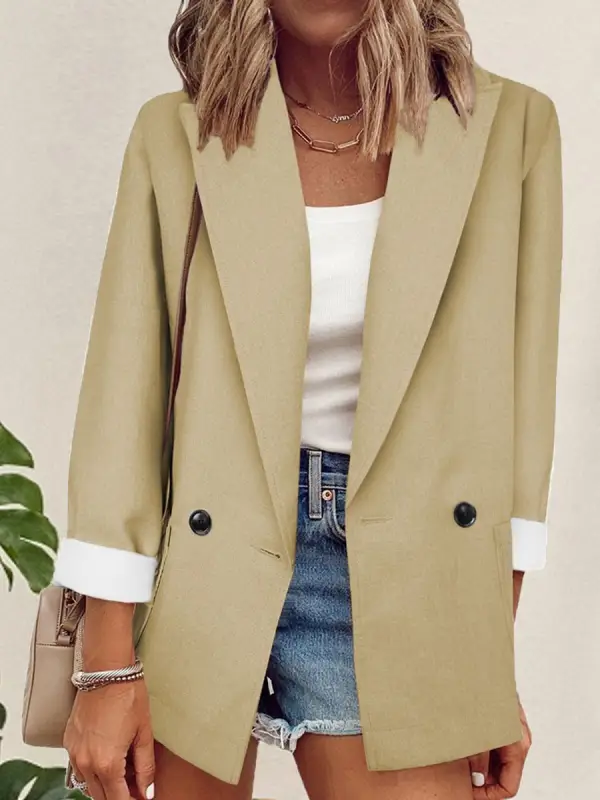 Casual Loose Contrast Long Sleeve Blazer - Realyiyishop.com 