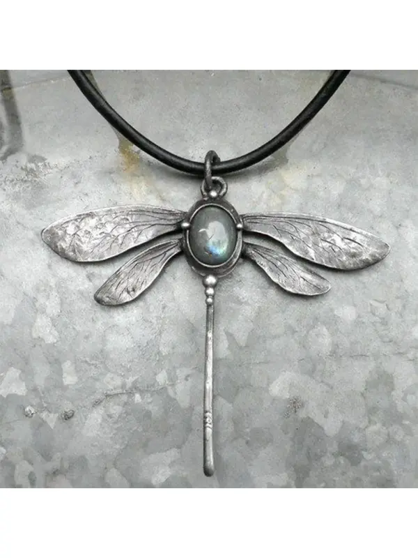 Vintage Dragonfly Moonstone Necklace - Realyiyishop.com 