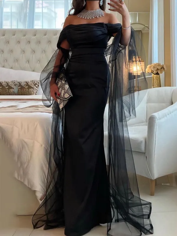 Ladies Elegant Fashion Tulle Party Off Shoulder Long Dress - Realyiyishop.com 