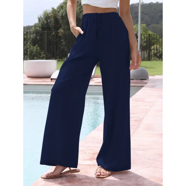 Women Linen Blend Casual Pants - Ootdyouth.com 