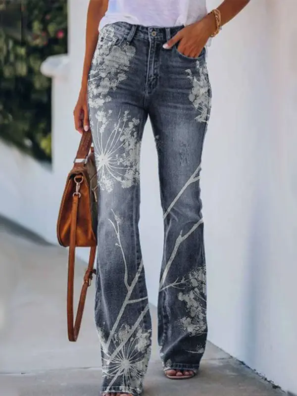 Denim Print Loose Retro Pants - Hoplady.chimpone.com 