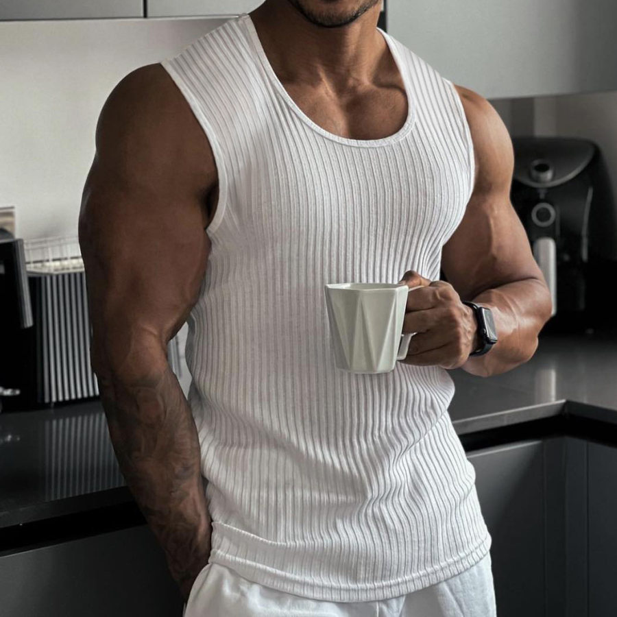 

Mens Solid Color Slim Sports Vest