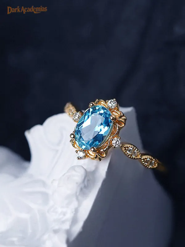 Gold Blue Gemstone Engagement Rings - Realyiyishop.com 