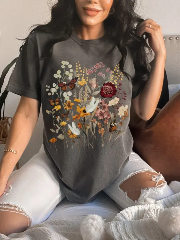 Boho Wildflowers Nature Botanical T-shirt - Realyiyishop.com 