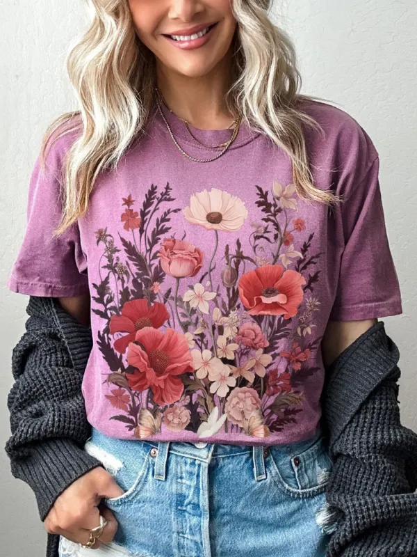 Vintage Boho Wildflowers Nature Botanical T-shirt - Hoplady.chimpone.com 