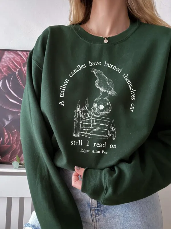 Edgar Allan Poe Skeleton And Crow Sweatshirt - Viewbena.com 