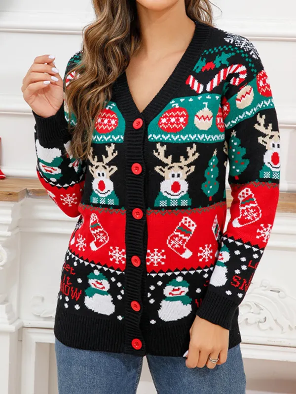 Women's Santa Claus Christmas Ugly Sweater Cardigan - Realyiyishop.com 