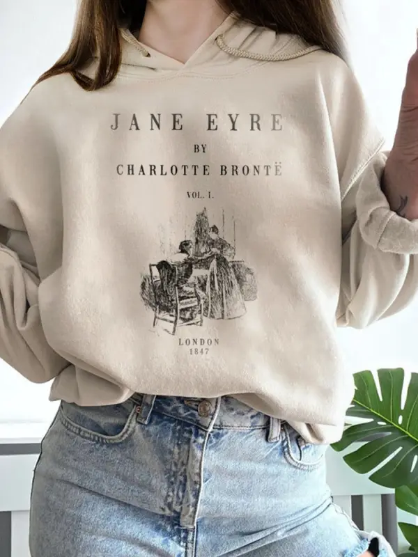 Women Book Print 90s Y2K Hoodie - Cominbuy.com 