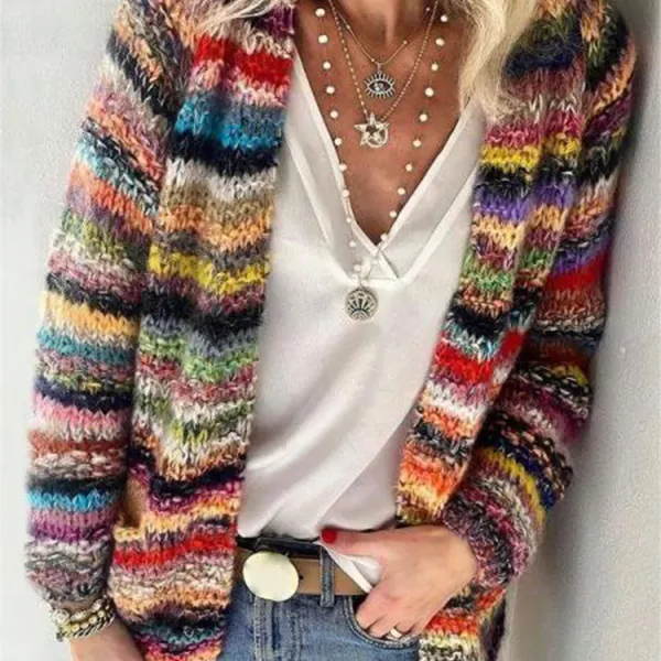 Women's Colorful Casual Woolen Cardigan - Cotosen.com 