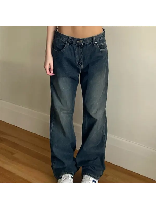 Vintage Blue Wash Boyfriend Jeans - Realyiyishop.com 