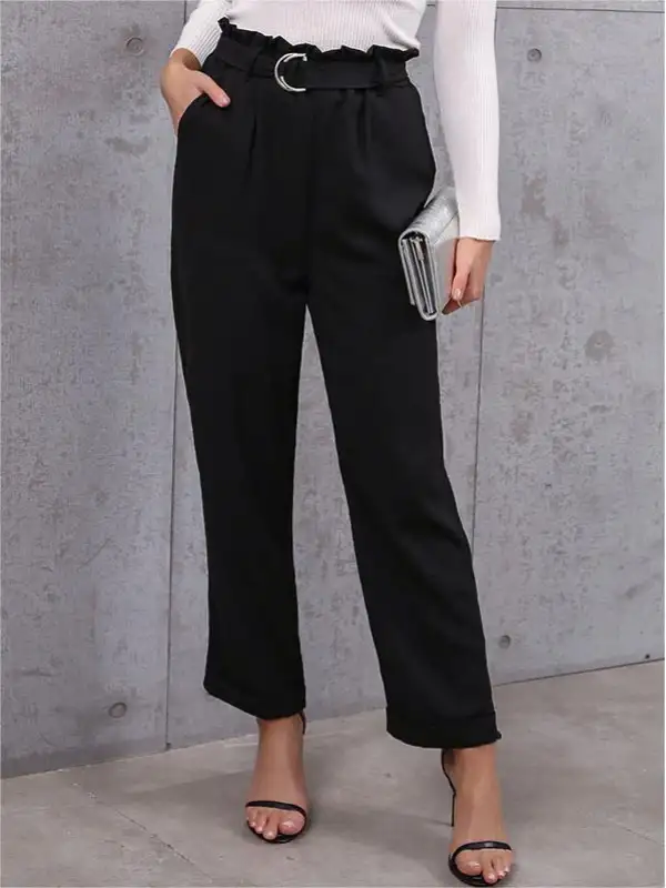 Women's Daily Casual Lace-up Nine-point Pants Professional Elastic Pants - Cominbuy.com 