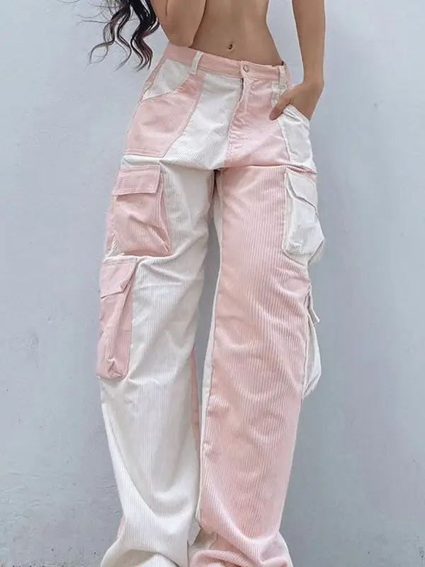 Patchwork Corduroy Cargo Pants - Realyiyishop.com 