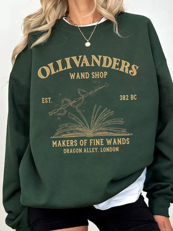 Ollivanders Wand Shop, Wizard Book Shop Sweatshirt - Anrider.com 