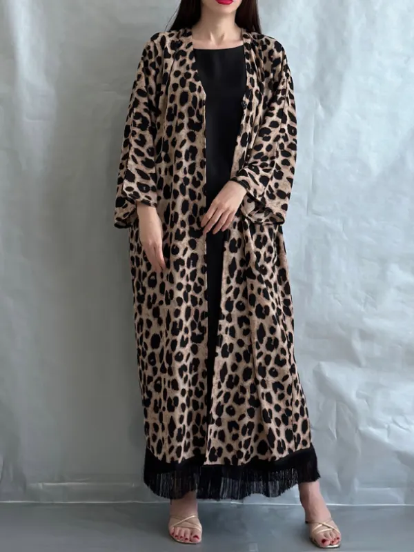 Stylish Leopard Print Dress Robe - Cominbuy.com 