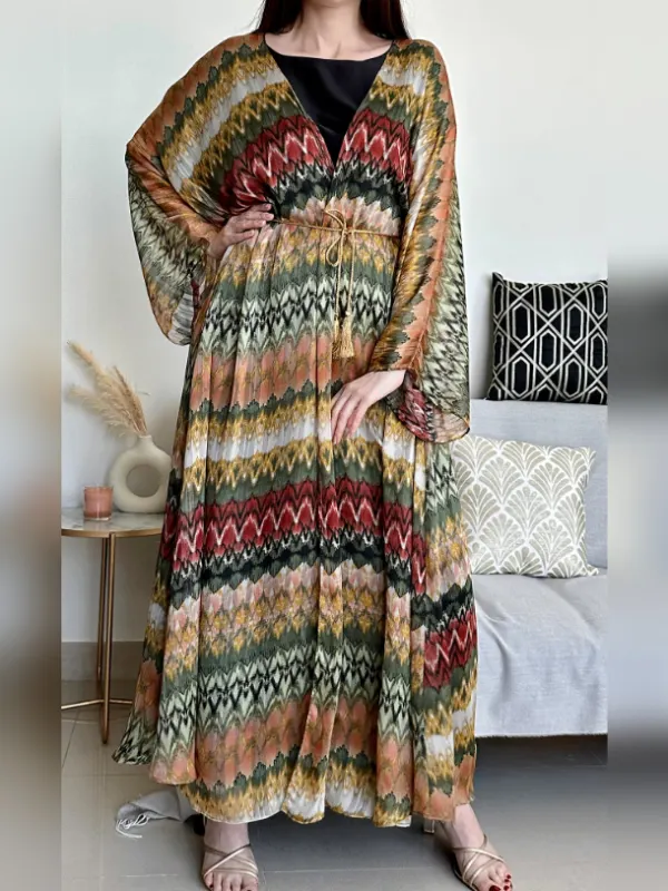 Fashion Tie-dye Printed Dress Robe - Cominbuy.com 