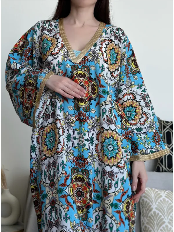 Stylish Floral Pattern Dress Robe - Cominbuy.com 