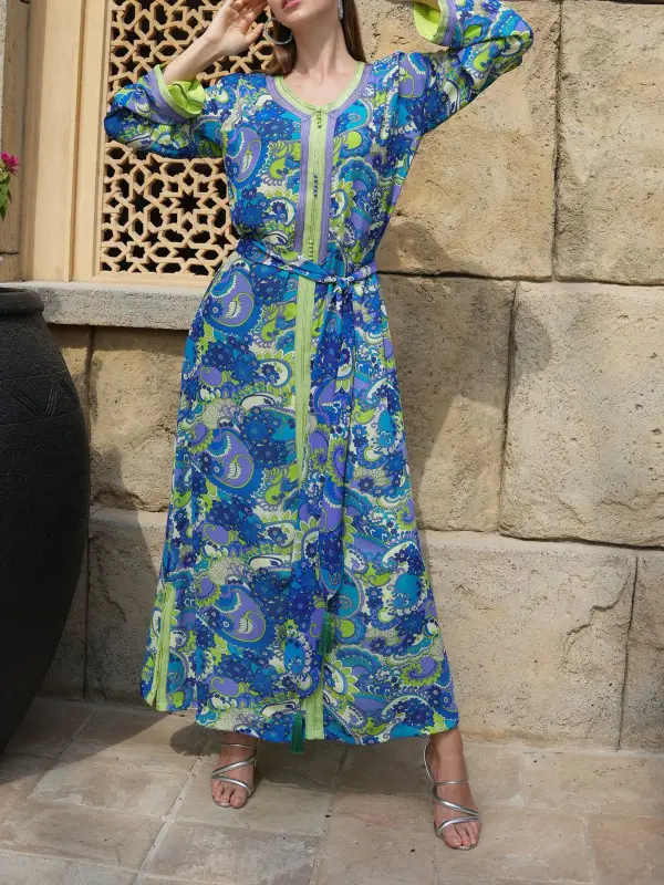 Stylish Firouze Moroccan Robe - Cominbuy.com 