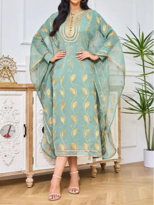 Embroidered Gold Web Ramadhan Robe - Cominbuy.com 